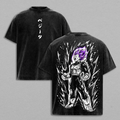 Purple Aura Saiyan Prince Vintage Washed Oversized Tee, Ego Power Anime Warrior Shirt, Cosmic Fighter Heavyweight Cotton Streetwear Graphic