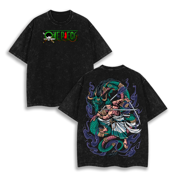Zoro One Piece Anime  Washed T-Shirt