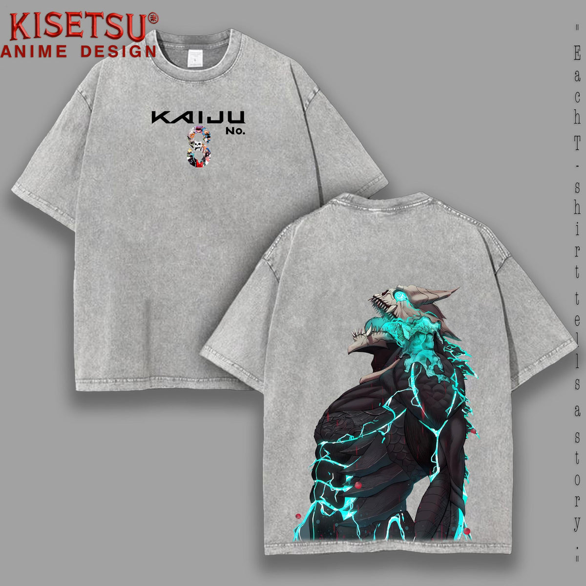 Limited Kaiju No. 8 Anime Double Printed Oversize Lightweight Acid Washed Tee anime lover, anime merch
