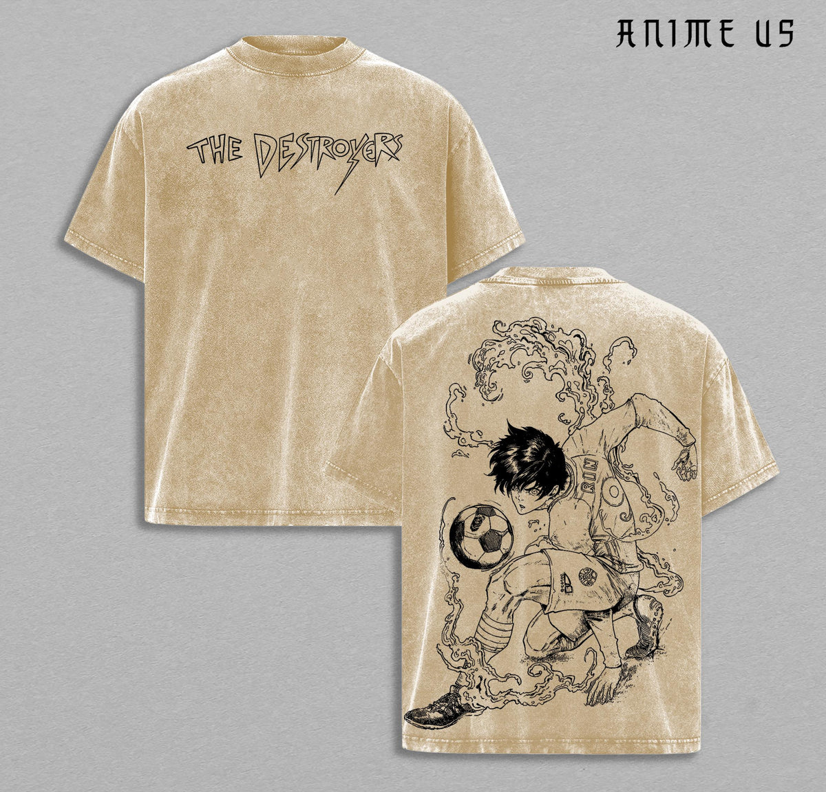 Rin Itoshi x Blue Lock Anime Soccer T-Shirt Washed, Blue Flame Soccer Player Tee, Vintage Japanese Manga Football Shirt, Oversized Streetwear Graphic Tee, Sportswear Menswear