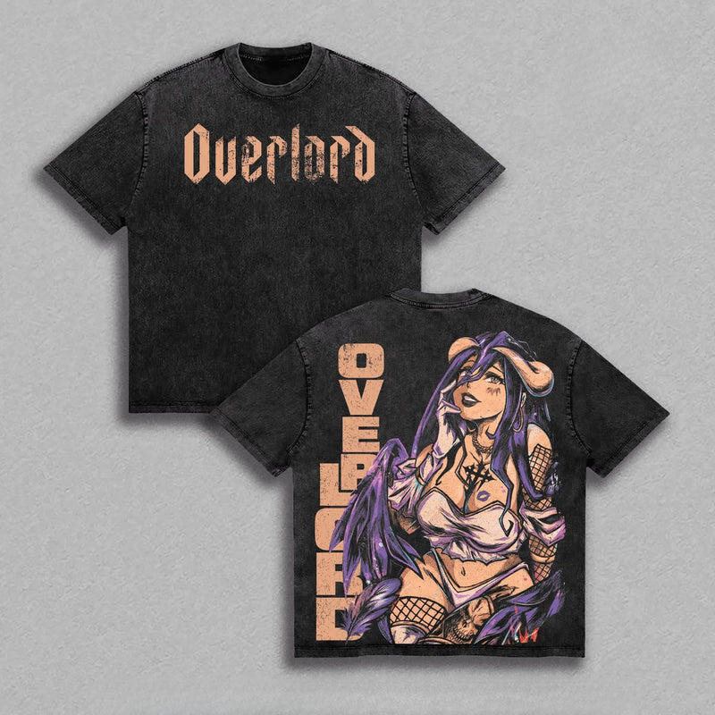 Overlord Albedo T-shirt Gothic Y2k Washed Oversized T Shirt