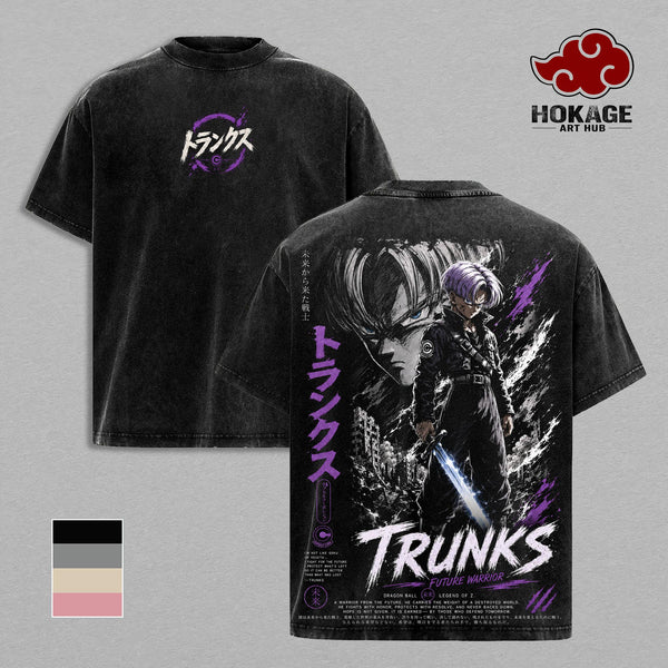 Trunks DBZ T-Shirt, Saiyan Warrior Anime Graphic Tee, Back Print Vintage 90s Anime Shirt, Graphic Tees Men, Trendy Tshirts, Men's T Shirts, DBZ Streetwear, Unisex Cotton Distressed Tee, Merch For Men, Men Fashion Graphic Tee