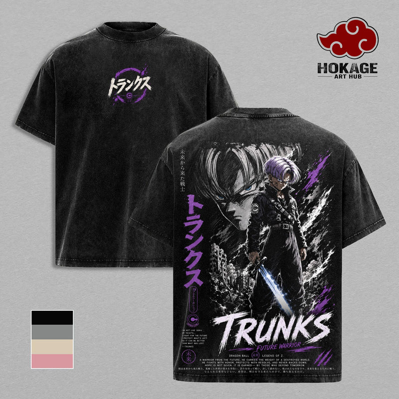 Trunks DBZ T-Shirt, Saiyan Warrior Anime Graphic Tee, Back Print Vintage 90s Anime Shirt, Graphic Tees Men, Trendy Tshirts, Men's T Shirts, DBZ Streetwear, Unisex Cotton Distressed Tee, Merch For Men, Men Fashion Graphic Tee