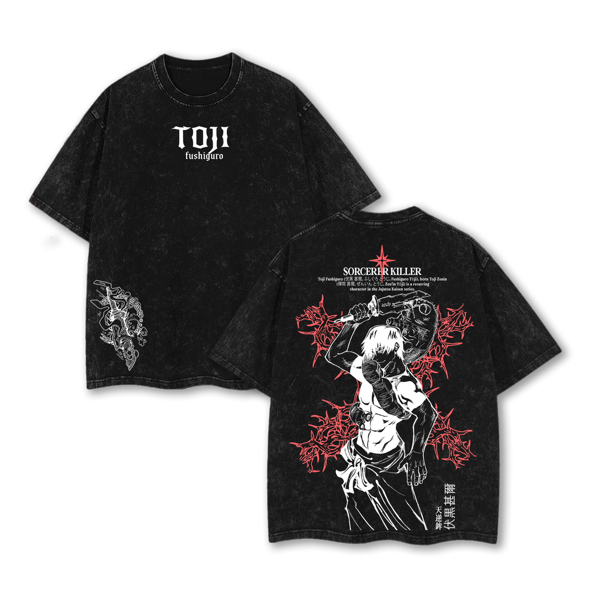 Toji Fushiguro Tee Washed – Jujutsu Kaisen: Execution The Shibuya Incident × Culling Game Prelude Vintage Oversized Heavy Cotton Double Printed Front & Back Anime Manga T-Shirt, Retro Unisex Streetwear Battle Scene Edition, JJK Sorcerer Killer Graphic Top