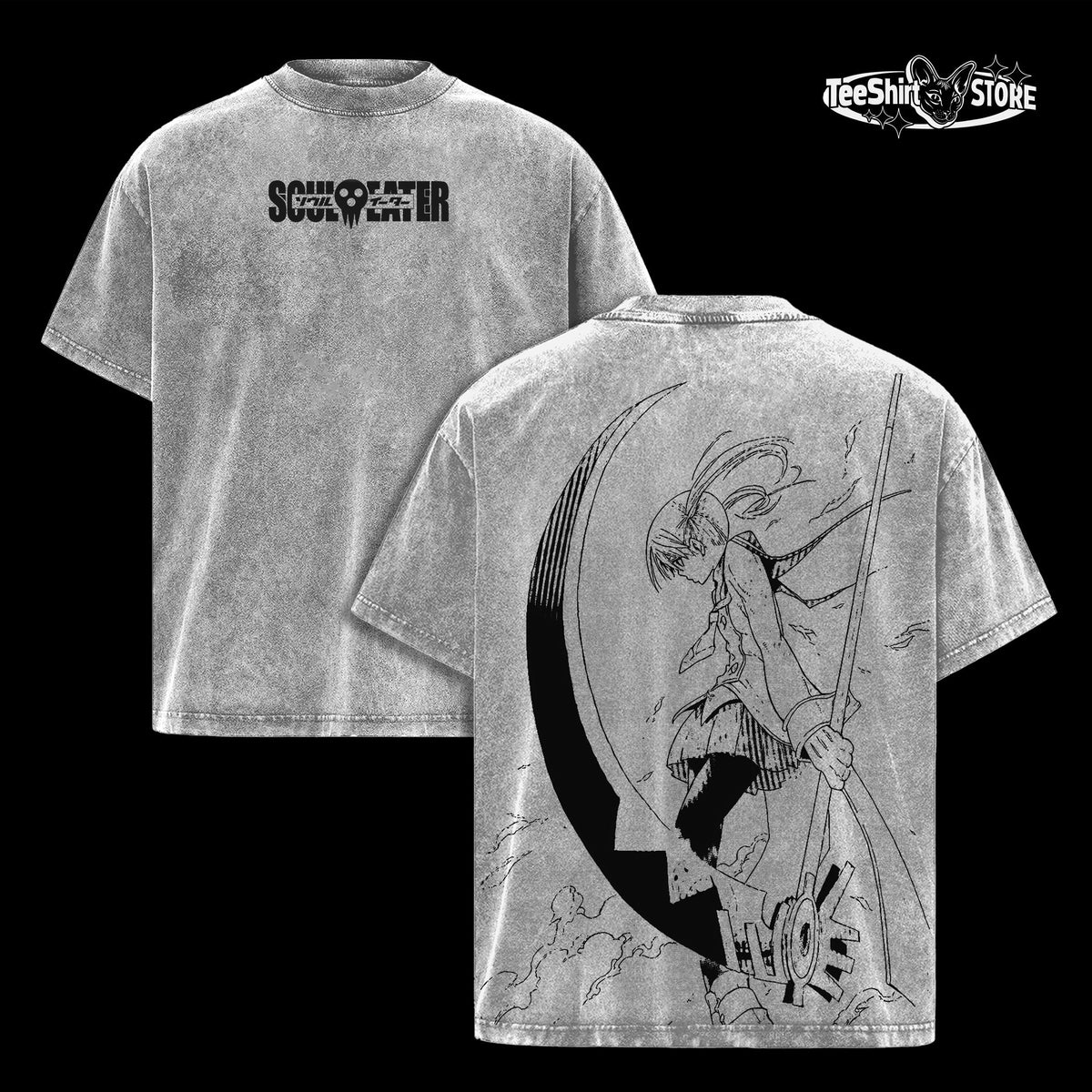 Retro Vintage Unisex Soul Eater Maka Anime Manga Acid Washed Heavyweight T-Shirt And Hoodie, Oversized Anime Streetwear Tee, Y2K Dark Anime Merch, Menswear Graphic Top, Gift for Anime Fans