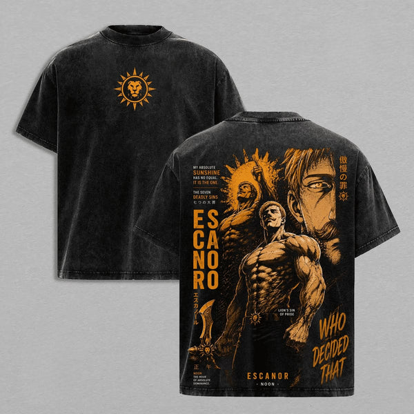 Escanor The Seven Deadly Sins T-shirt Manga Vintage Washed T