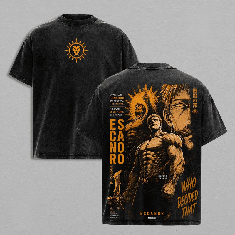 Escanor The Seven Deadly Sins T-shirt Manga Vintage Washed T