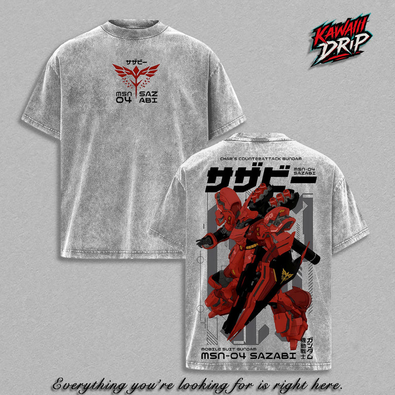 MSN-04 Sazabi Gundam T-Shirt, Mobile Suit Gundam Graphic Tee, Char's Counterattack Shirt, Mecha Anime Streetwear T-Shirt, Vintage Graphic Tee, Sazabi Back Print Shirt, Graphic Tee, Gundam Mecha Apparel, Trendy Streetwear Anime Merch, Soft Casual T-Shirt