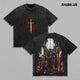Igris Solo Leveling Shadow Knight Vintage Washed Anime Shirt, Dark Throne Giant Sword Loyal Commander Gothic Fantasy Graphic Tees Men Large Back Print Streetwear