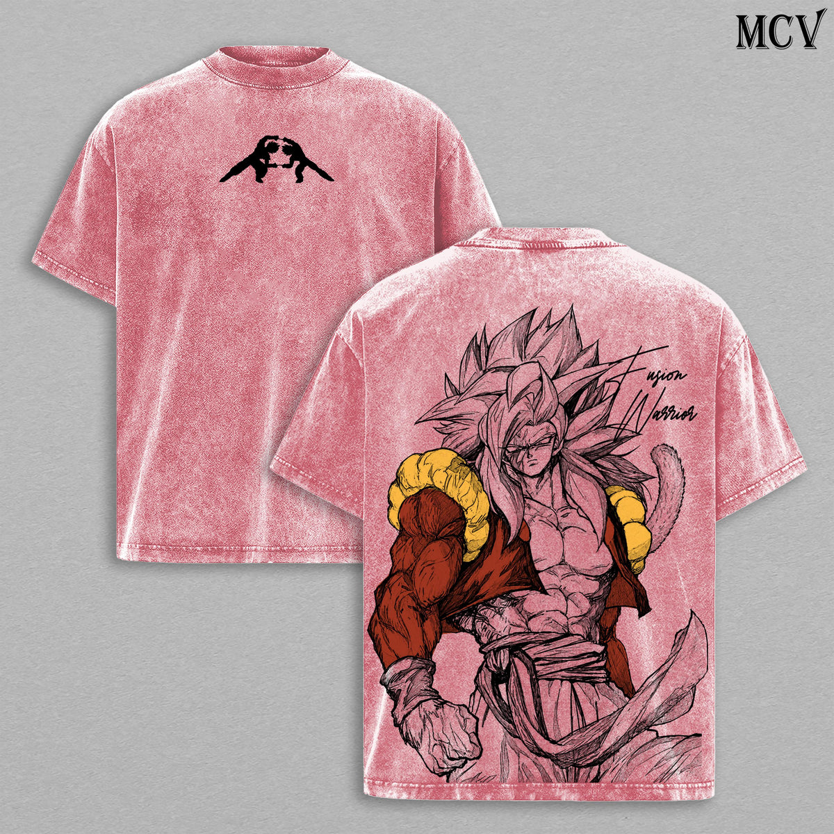 Gogeta Tshirt washed – Fusion Warrior DBZ SSJ4 Gogeta Anime Manga Fusion Warrior Graphic Double Printed T-Shirt, Menswear Heavy Cotton Unisex Oversize Streetwear Vintage Edition
