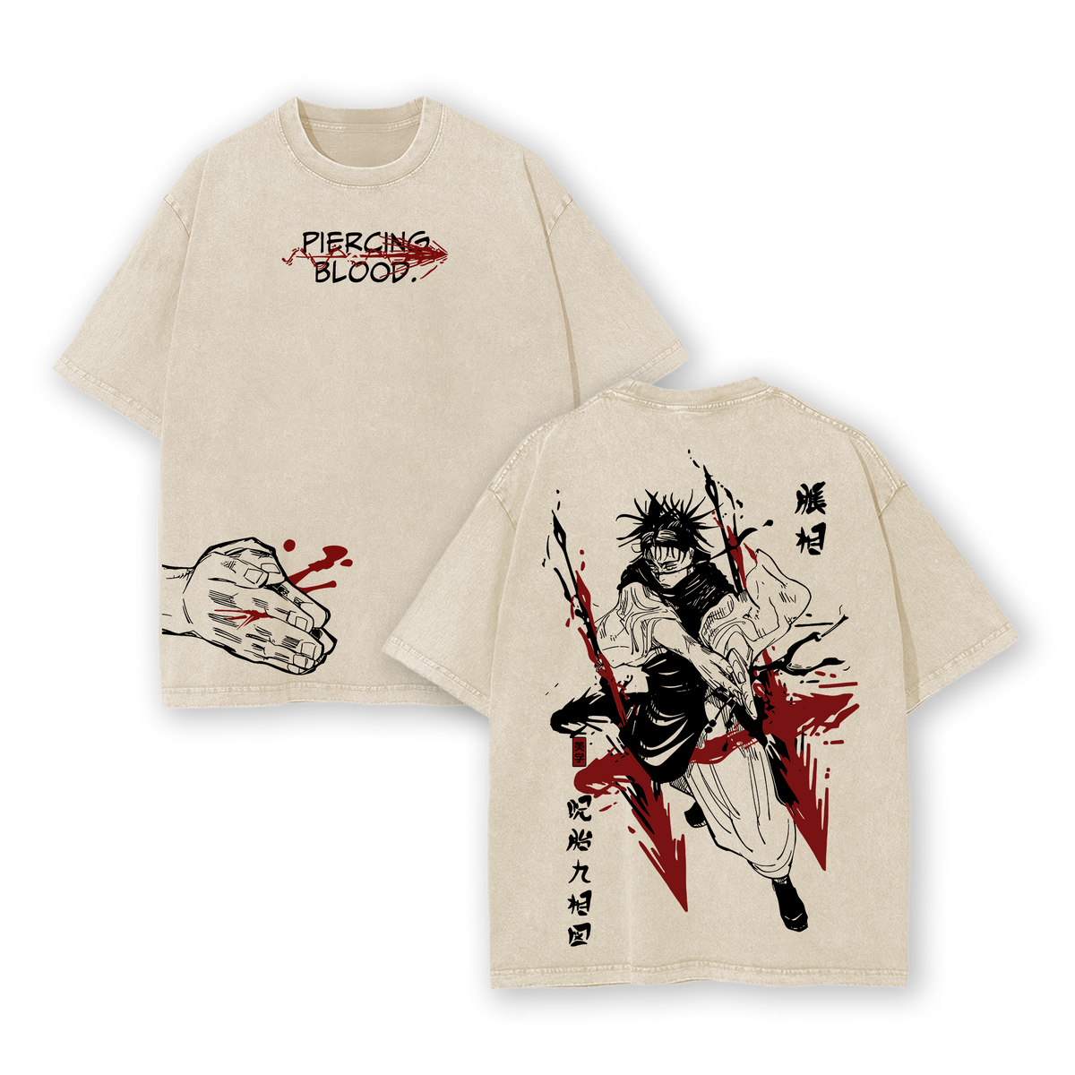 Choso Jujutsu Kaisen Tee Washed – Vintage Oversized Heavy Cotton Double Printed Anime Manga Graphic T-Shirt