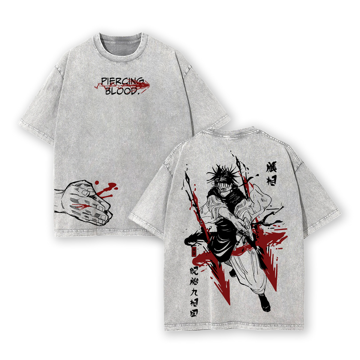 Choso Jujutsu Kaisen Tee Washed – Vintage Oversized Heavy Cotton Double Printed Anime Manga Graphic T-Shirt