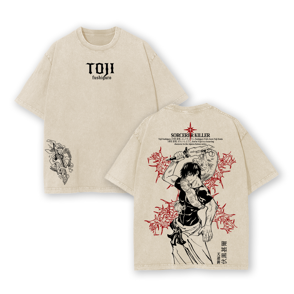 Toji Fushiguro Tee Washed – Jujutsu Kaisen: Execution The Shibuya Incident × Culling Game Prelude Vintage Oversized Heavy Cotton Double Printed Front & Back Anime Manga T-Shirt, Retro Unisex Streetwear Battle Scene Edition, JJK Sorcerer Killer Graphic Top