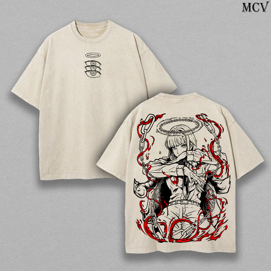 Chain Control Makima – Chainsaw Man Vintage Washed Anime Graphic Tee