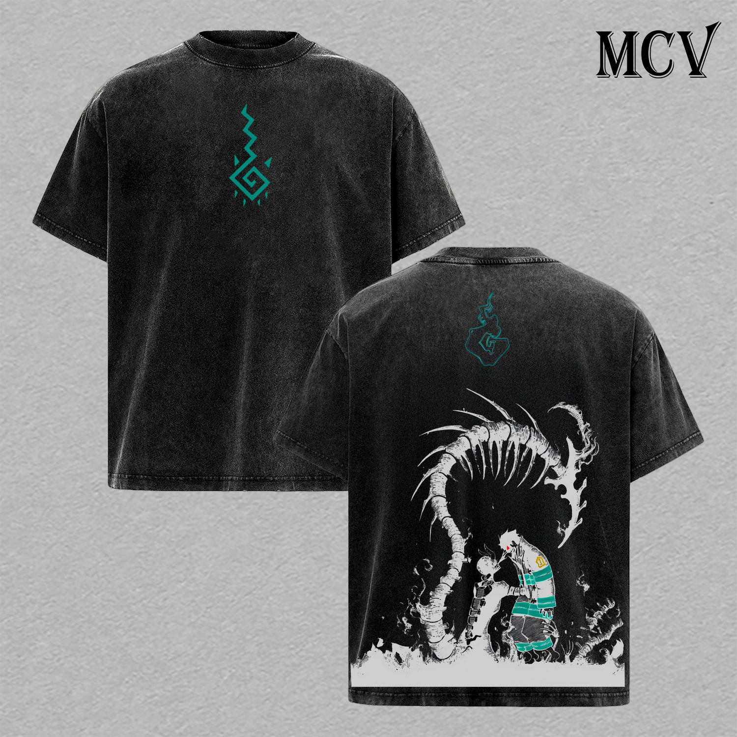 Shinra Kusakabe T-Shirt, Fire Force Anime Tee, Devil Footprints Graphic Vintage Washed Tee