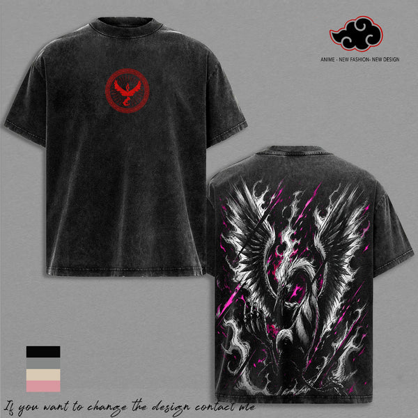ValorMoltres PKM Vintage Washed Shirt Anime Graphic Tee Oversized Streetwear PKM T-Shirt Gift for PKM Fans