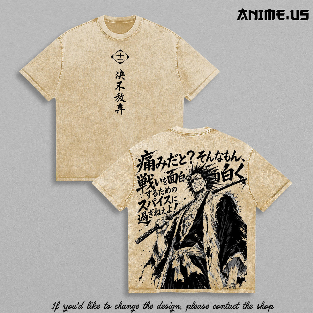 Kenpachi Zaraki Thousand-Year Blood War Bleach Captain Shirt Vintage Washed Anime Tee Soul Reaper Captain Graphic Shirt