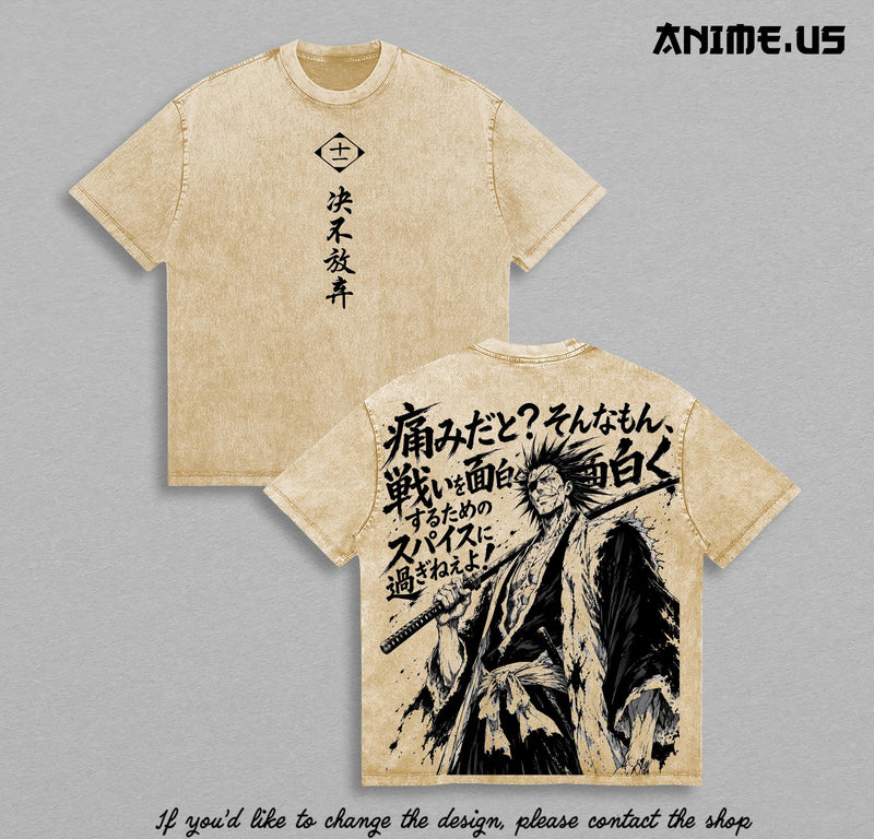 Kenpachi Zaraki Thousand-Year Blood War Bleach Captain Shirt Vintage Washed Anime Tee Soul Reaper Captain Graphic Shirt