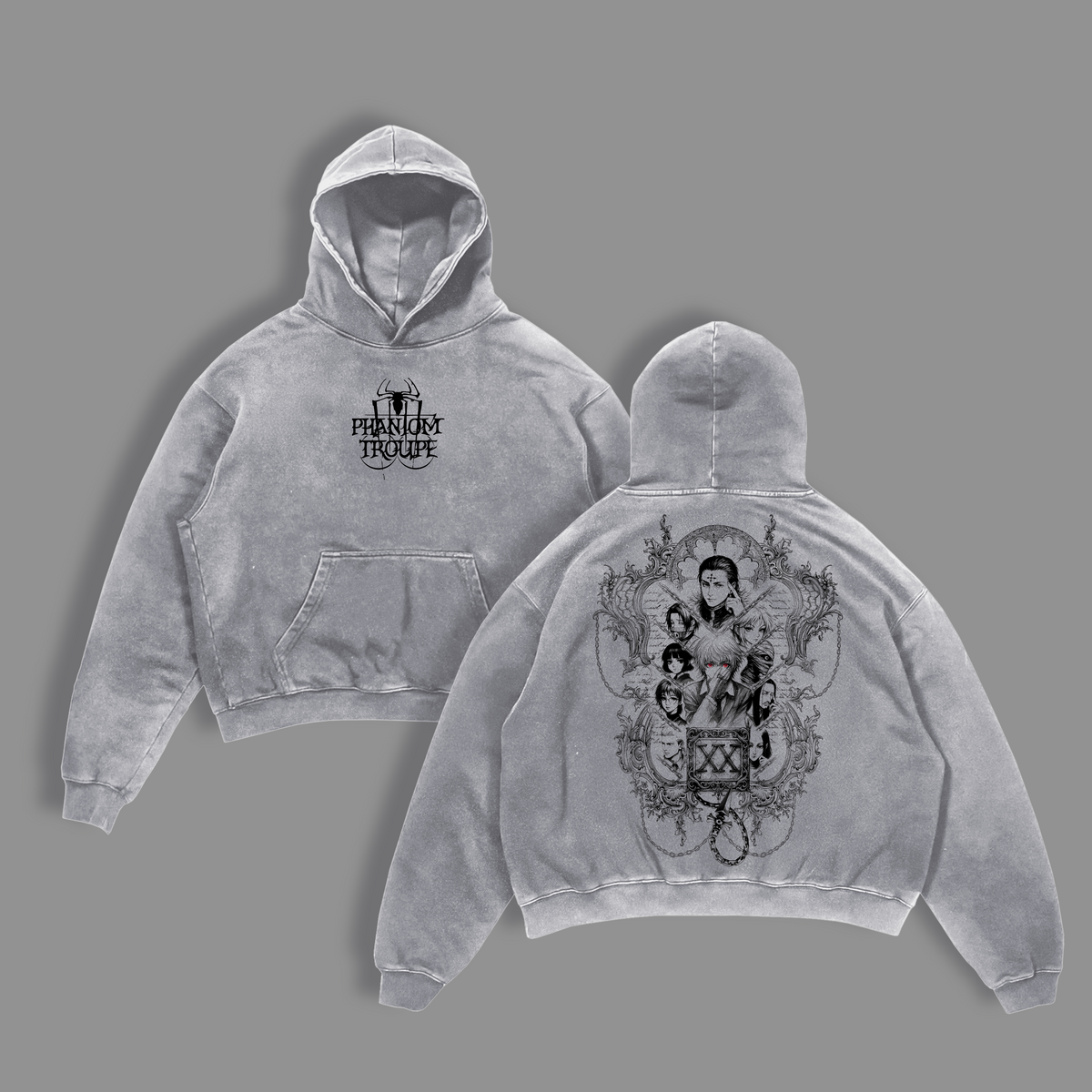 Phantom Troupe - Hisoka - Chrollo - Shizuku - Kurapika Top Hunter x Hunter  Oversized T-Shirt, Genei Ryodan Spider Clan Graphic Tee, Vintage Washed Anime Streetwear Shirt Anime Streetwear
