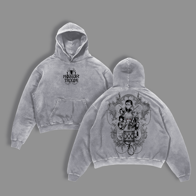 Phantom Troupe - Hisoka - Chrollo - Shizuku - Kurapika Top Hunter x Hunter  Oversized T-Shirt, Genei Ryodan Spider Clan Graphic Tee, Vintage Washed Anime Streetwear Shirt Anime Streetwear