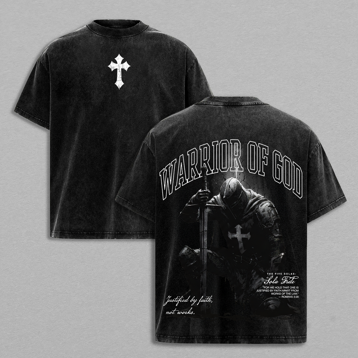 Warrior Of God Christian Knight Vintage Washed T Shirt / Sweatshirt / Hoodie Faith Based Streetwear Armor Of God Graphic Tee Heavy Cotton Unisex Jesus Believer Religious Gospel Apparel Justified By Faith Sola Fide Style