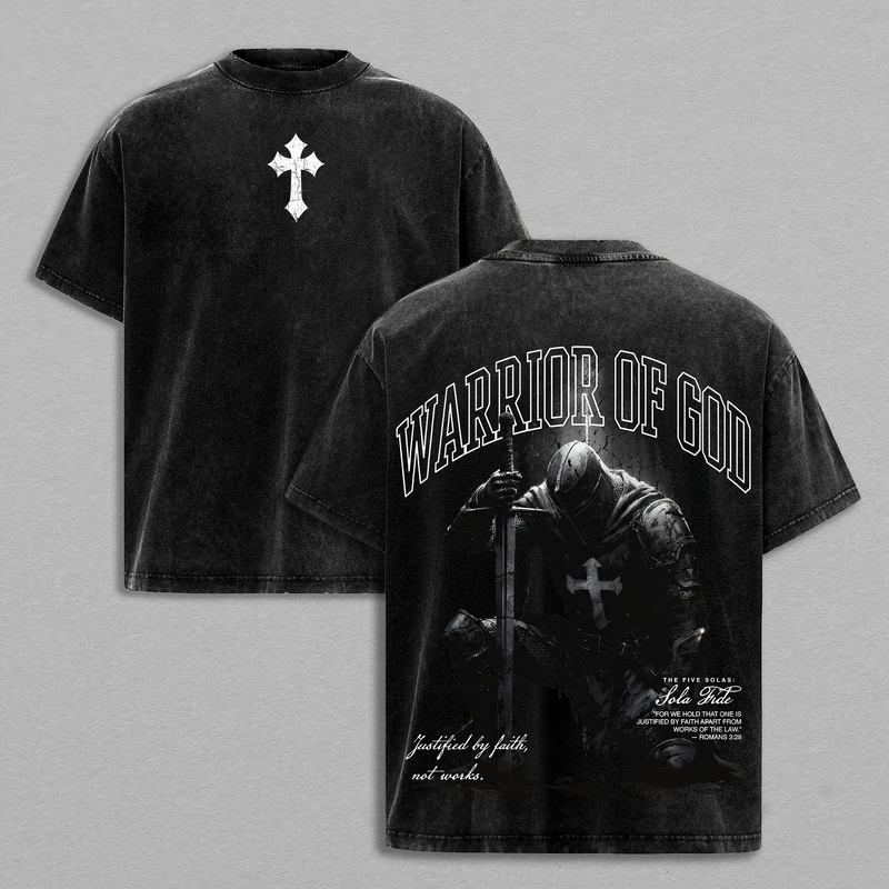 Warrior Of God Christian Knight Vintage Washed T Shirt / Sweatshirt / Hoodie Faith Based Streetwear Armor Of God Graphic Tee Heavy Cotton Unisex Jesus Believer Religious Gospel Apparel Justified By Faith Sola Fide Style