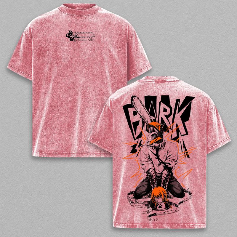 Denji Chainsaw Devil Rampage Vintage Washed T-Shirt, Anime Streetwear Graphic Tee Heavyweight Cotton