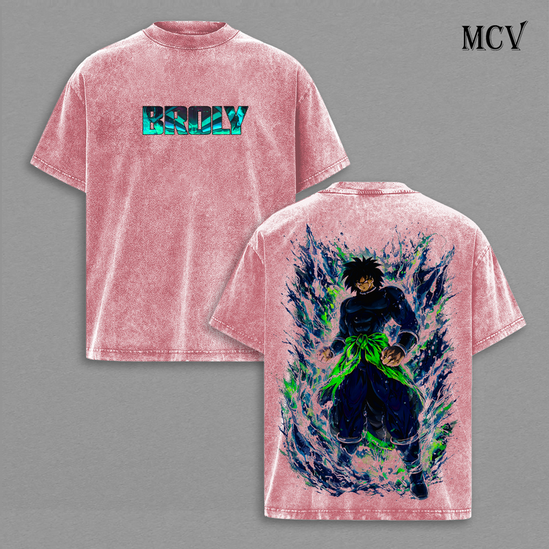Broly Legendary Super Saiyan Vintage Washed T-Shirt, DBZ Anime Graphic Tee, Power Aura Streetwear Heavy Cotton Shirt
