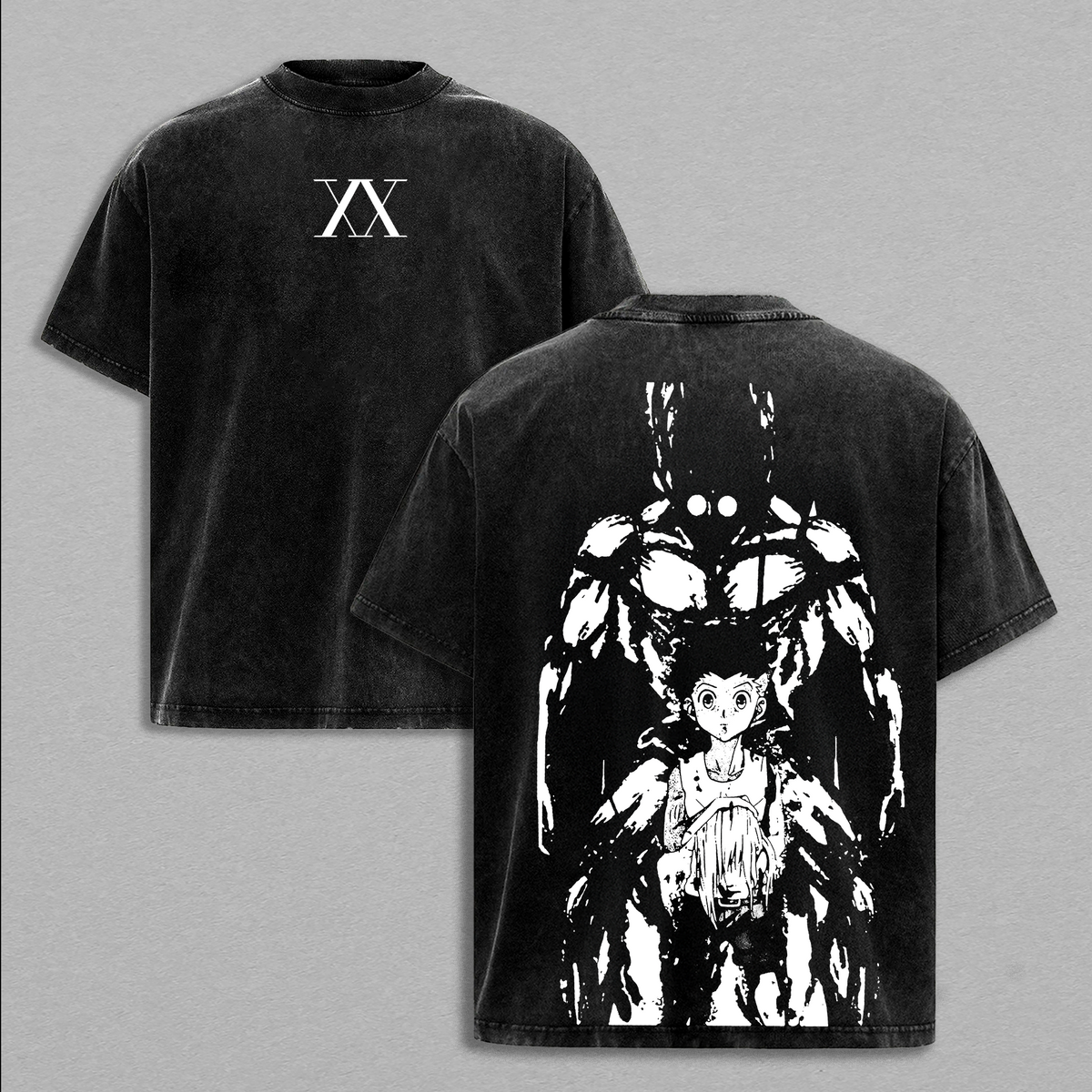 Retro Heavy Limited Gon Freecss Hunter X Hunter Anime Double Printed Vintage Oversized Washed Tee Unisex Oversize Anime Manga Washed Heavyweight Cotton T-shirt, Gift For Anime Fan, Anime Lover