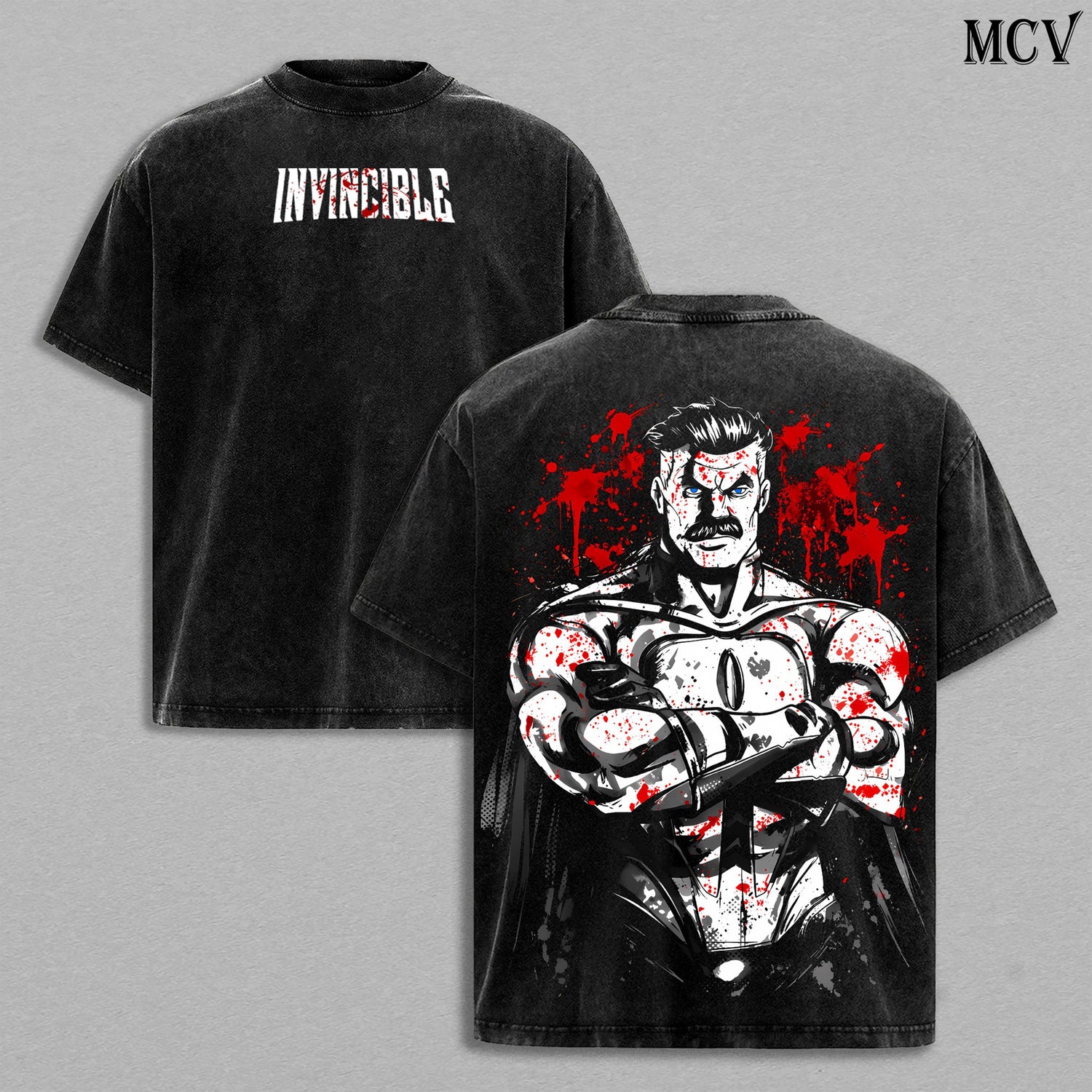 Omni Man Invincible Vintage Washed T-Shirt, Superhero Villain Graphic Tee, Comic Streetwear Heavyweight Cotton Shirt
