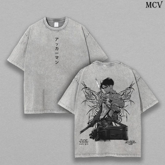 Captain Levi Ackerman – Attack on Titan Vintage Washed Anime Graphic Tee