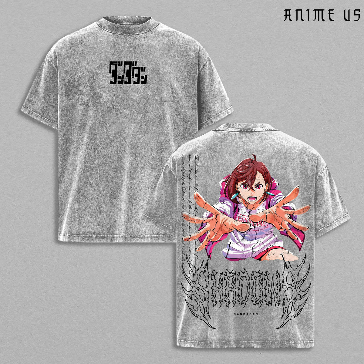 Limited Edition Dandadan X Momo Ayase Tee, Vintage Washed Oversize Anime Manga T-Shirt, Double Printed Heavyweight Cotton Top, Gift for Anime Fan & Lover