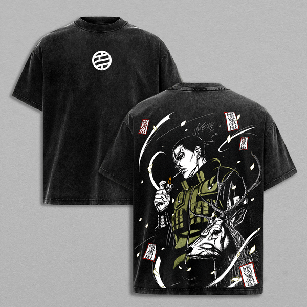 Shikamaru Nara Naruto Anime Vintage Washed Shirt Shadow Possession Graphic Tee Oversized Streetwear Manga Fan Gift