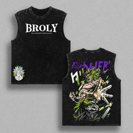 Broly The Legendary T-Shirt, Tank Top, Hoodie, Sweatshirt Anime Vintage Washed Graphic Tee DBZ Streetwear Heavy Cotton Shirt for Anime Fans Men Women Gym Pump Cover