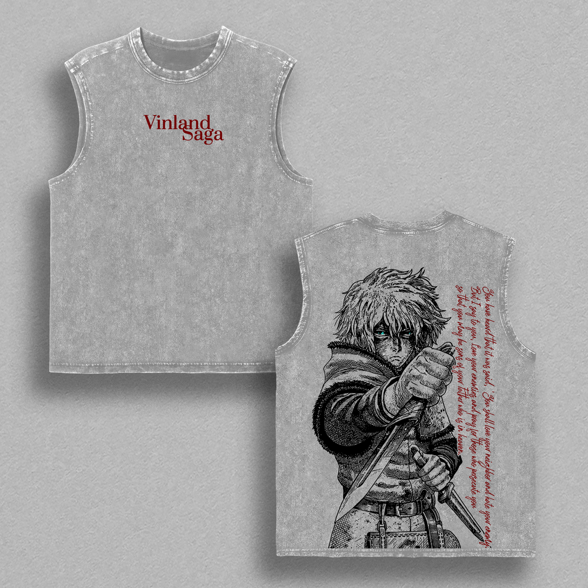 Vinland Saga Thorfinn Graphic Tee, Vintage Washed Cotton, Unisex Oversized T-shirt, Dark Aesthetic with Viking-Inspired Sword Design, Powerful Quote for Anime Fans