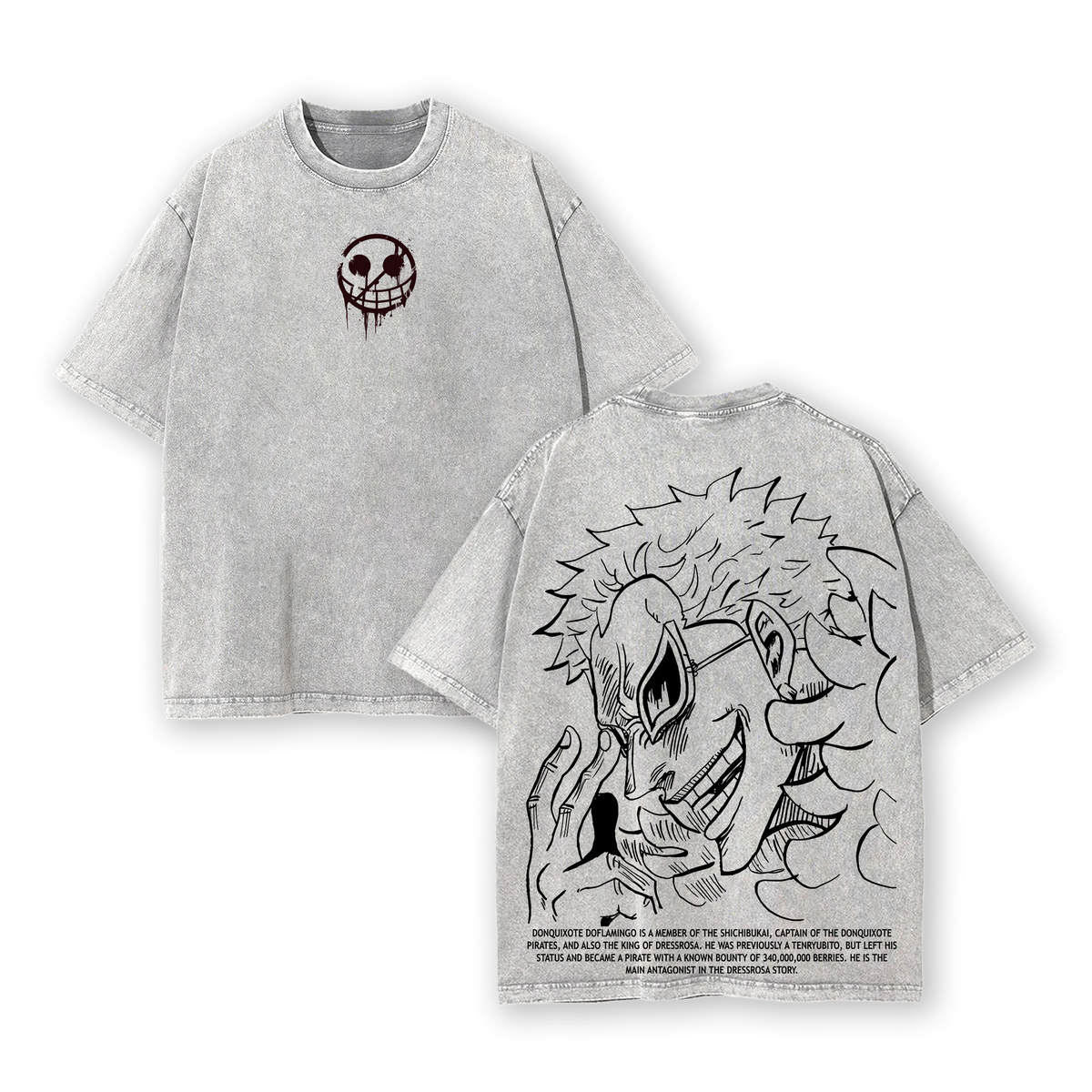 Doflamingo One Piece Anime Double Printed Vintage Washed Tee