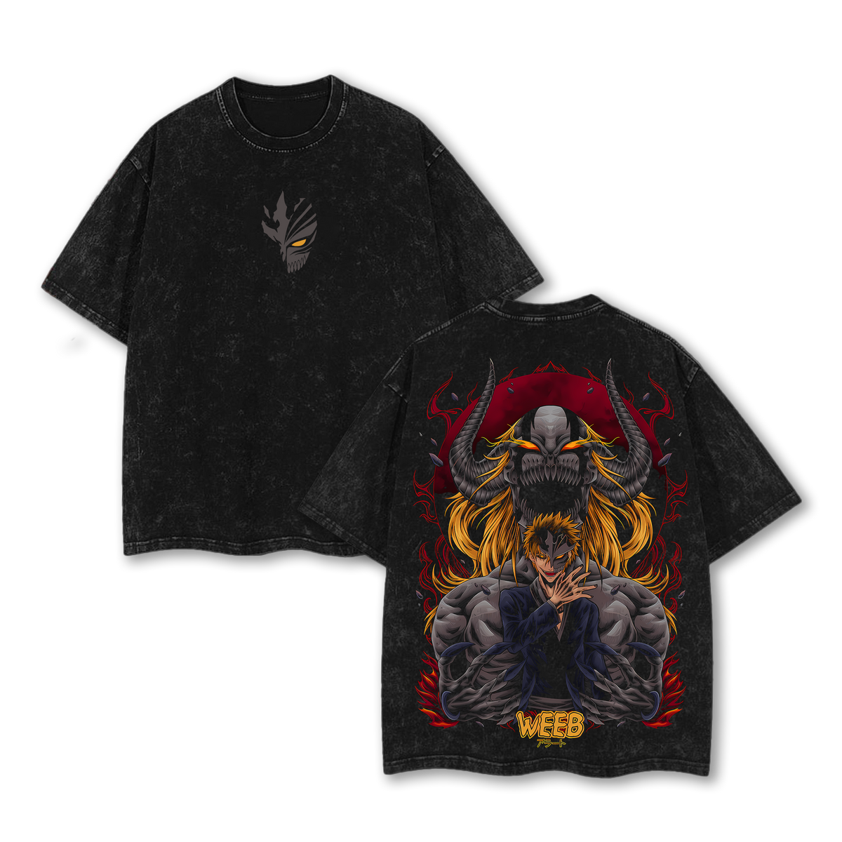 Ichigo Kurosaki Bankai T-Shirt – Bleach Vintage Washed Oversized Heavy Cotton Anime Tee