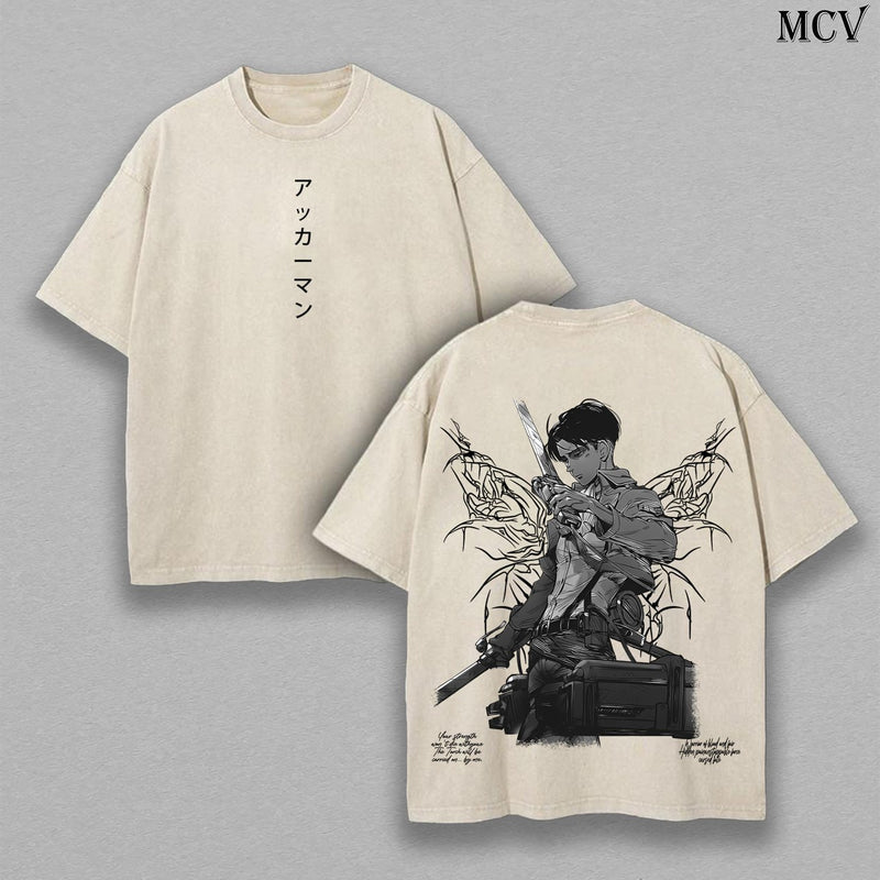 Captain Levi Ackerman – Attack on Titan Vintage Washed Anime Graphic Tee