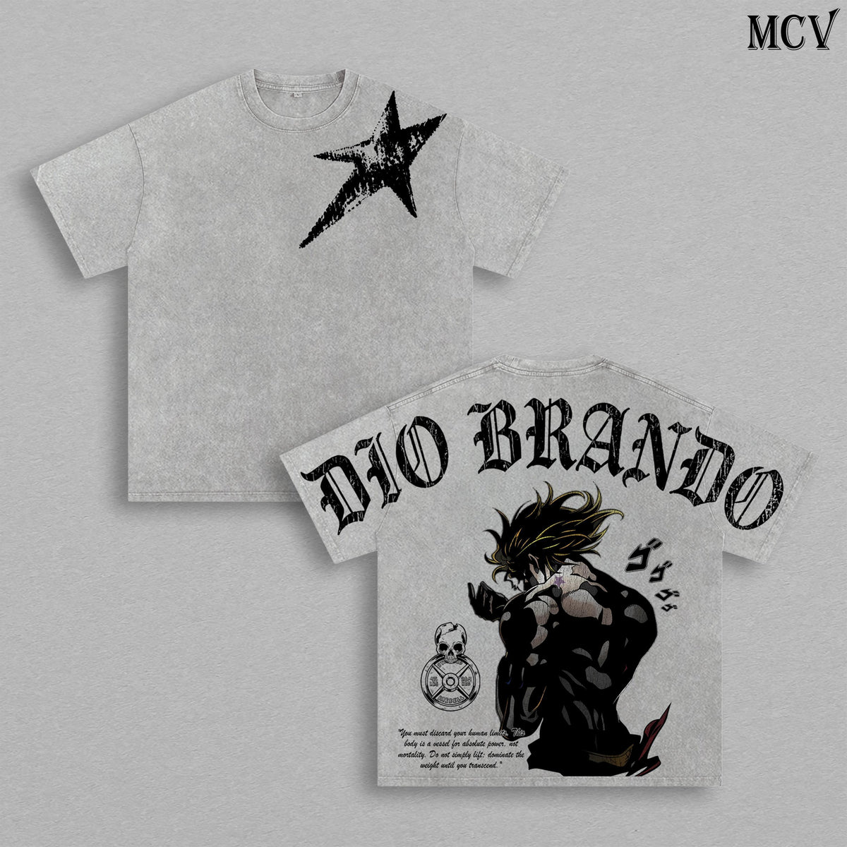 Dio Brando Anime Vintage Washed T-Shirt, JoJo Villain Graphic Tee, Manga Streetwear Heavyweight Cotton Shirt
