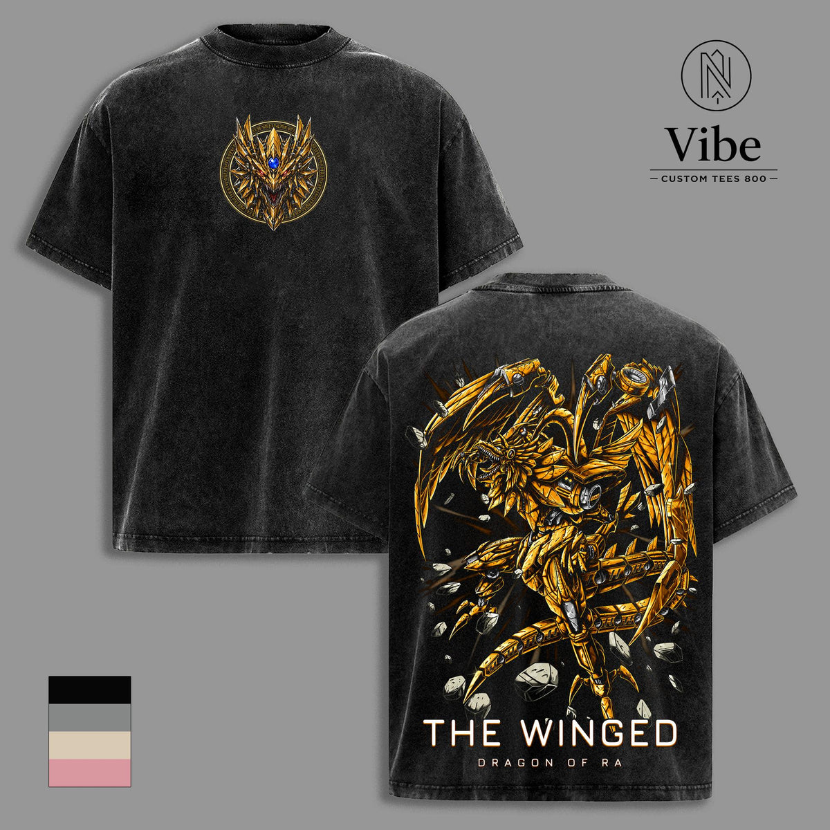 The Winged Dragon of Ra Yu-Gi-Oh Vintage Washed T-Shirt, Tank Top, Sweatshirt, Hoodie Egyptian God Card Golden Dragon Anime Graphic Tee, Oversized Japanese Streetwear Cotton Tshirt, Classic Menswear Clothes Apparel, Gift for Fans