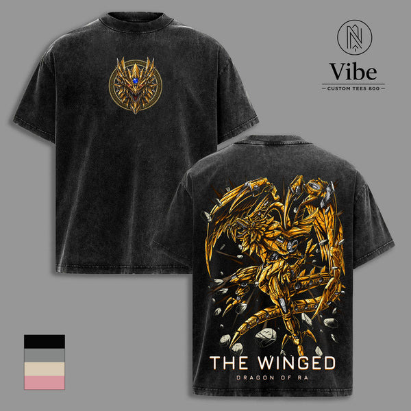 The Winged Dragon of Ra Yu-Gi-Oh Vintage Washed T-Shirt, Tank Top, Sweatshirt, Hoodie Egyptian God Card Golden Dragon Anime Graphic Tee, Oversized Japanese Streetwear Cotton Tshirt, Classic Menswear Clothes Apparel, Gift for Fans