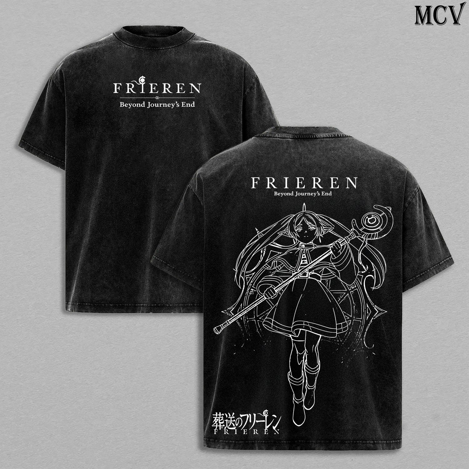 Frieren Arcane Mage – Beyond Journey’s End Vintage Washed Anime Graphic T-Shirt Fantasy Minimal Streetwear