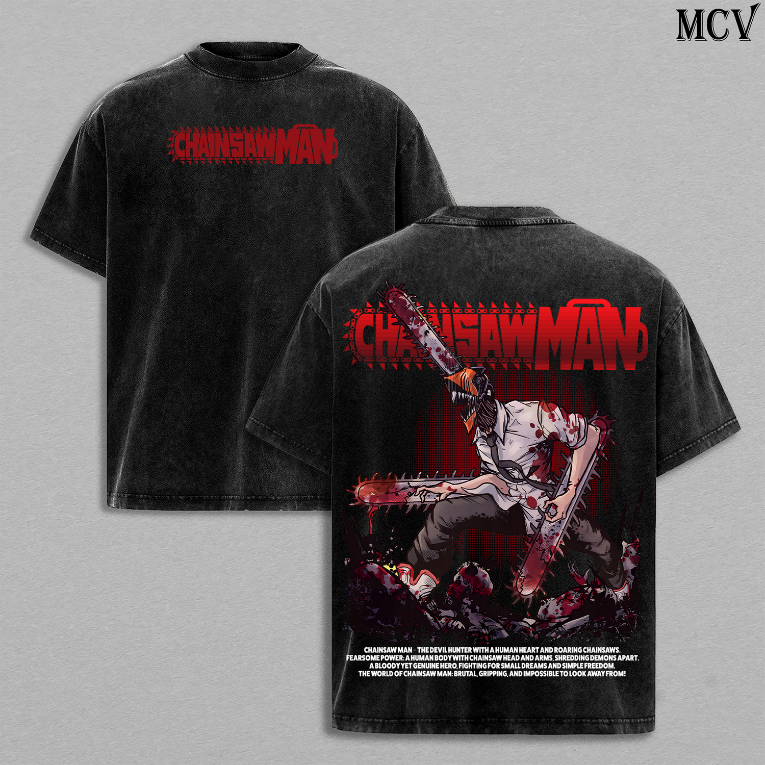 Battle Mode Denji Chainsaw Man – Vintage Washed Anime Graphic Tee