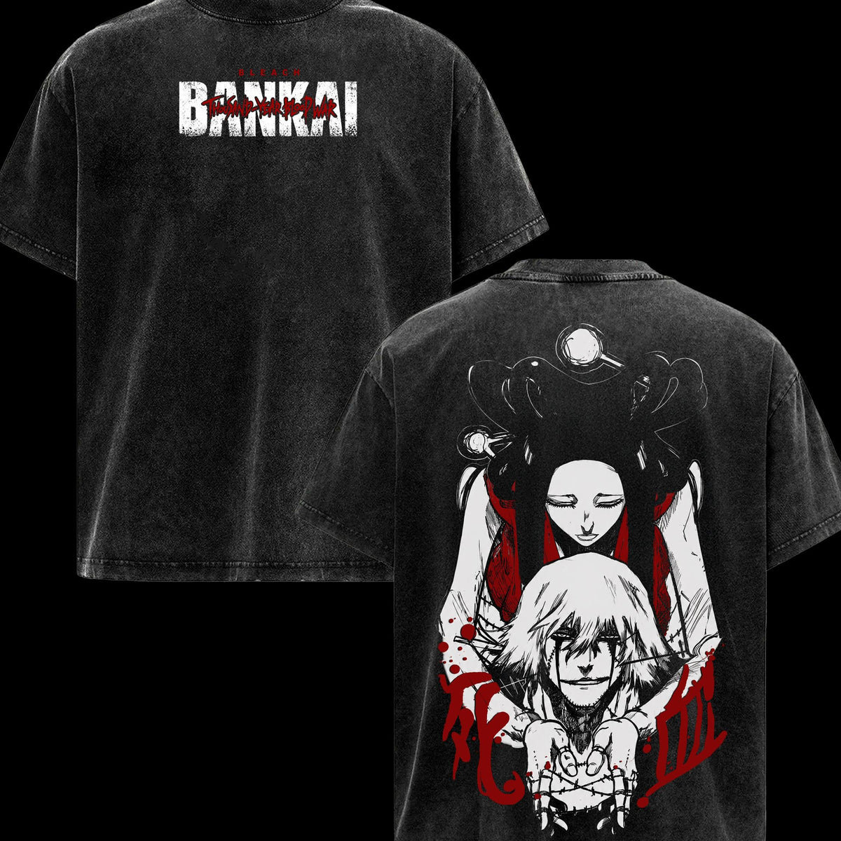 Kisuke Urahara Bankai Bleach TYBW Part 4 Double Sided Graphic Tee, Kannonbiraki Benihime Aratame Oversized Vintage Washed T-Shirt, Soft Cotton Crewneck Casual Unisex Streetwear, Gift for Anime Fans
