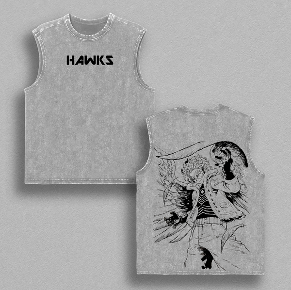Keigo Takami “Wing Hero Hawks” Vintage Oversized Washed T-Shirt, My Hero Academia Heavy Cotton Graphic Tee, Retro Anime Streetwear Unisex