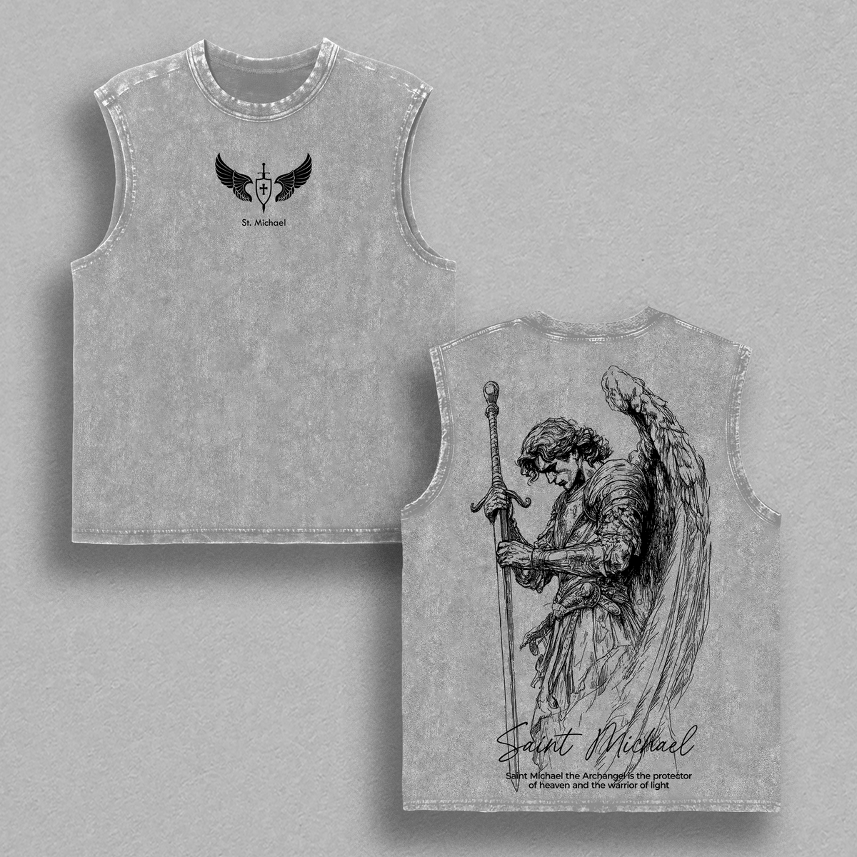 Saint Michael The Archangel x Flaming Sword T-Shirt, Sweatshirt, Hoodie Washed Christian Shirt, Aesthetic Clothes ,Scales of Justice , Jesus Tees, Christian Merch, Archangel Michael Tees ,Outfit Church
