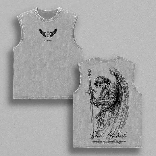 Saint Michael The Archangel x Flaming Sword T-Shirt, Sweatshirt, Hoodie Washed Christian Shirt, Aesthetic Clothes ,Scales of Justice , Jesus Tees, Christian Merch, Archangel Michael Tees ,Outfit Church