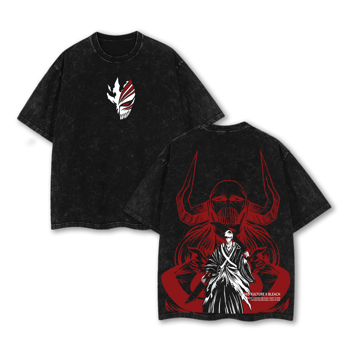 Ichigo Hollow Form Bleach Vintage Washed Tee, Anime Shinigami Graphic T-Shirt