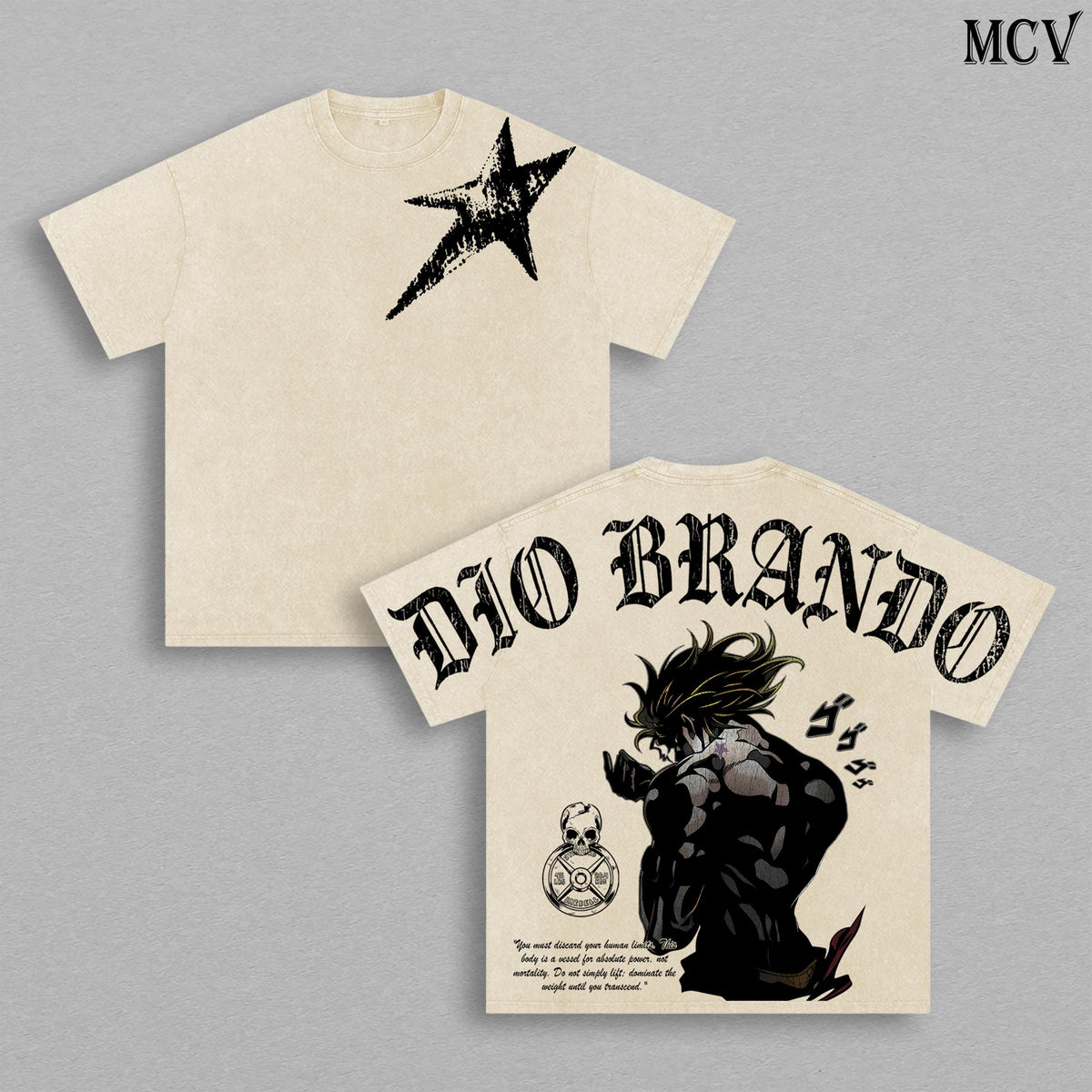 Dio Brando Anime Vintage Washed T-Shirt, JoJo Villain Graphic Tee, Manga Streetwear Heavyweight Cotton Shirt