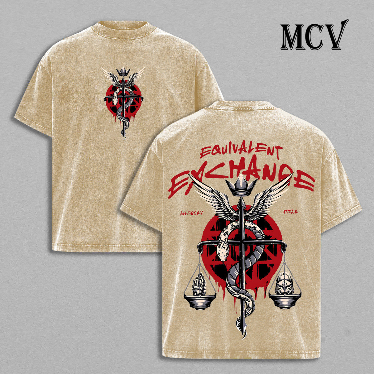 Equivalent Exchange Fullmetal Alchemist Washed T-Shirt, Vintage Anime Oversized Tee